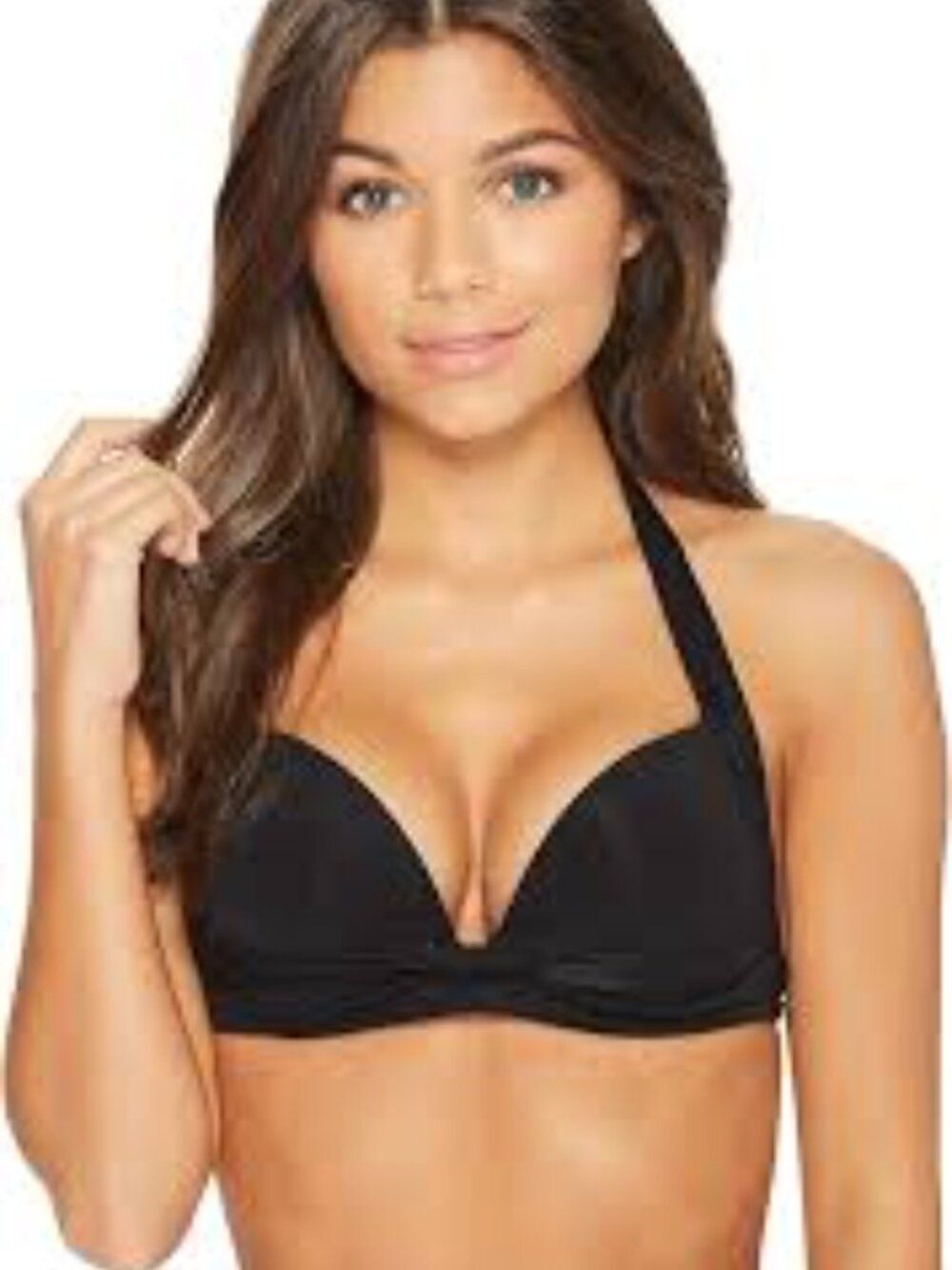 JETS AUSTRALIA  JESSIKA ALLEN  Black Halter Twist Bandeau Swim Top (#F-21)